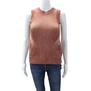 Nicole Miller Collection Womens Sleeveless Shell Sweater Pink Cotton Size Medium